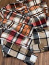 Long Plaid flannel Shackets in Navy, Black, Salmon, Red, Or Orange