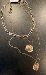 Gold Triple Layered Medallion Necklace