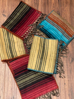 Woven Striped Scarves With Fringe