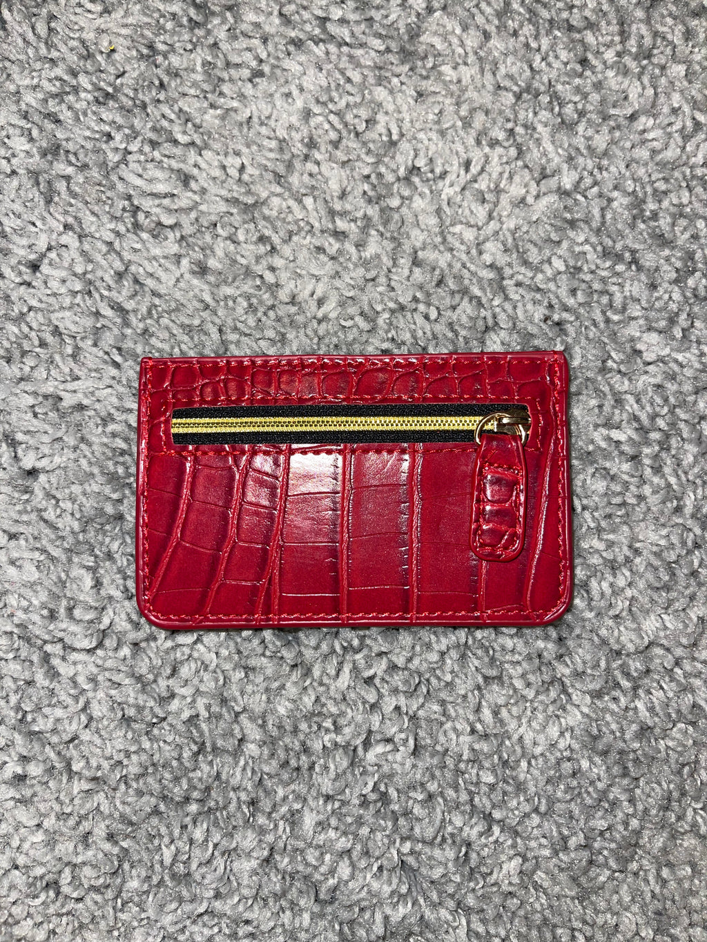 Red Crocodile Faux Leather Card Holder