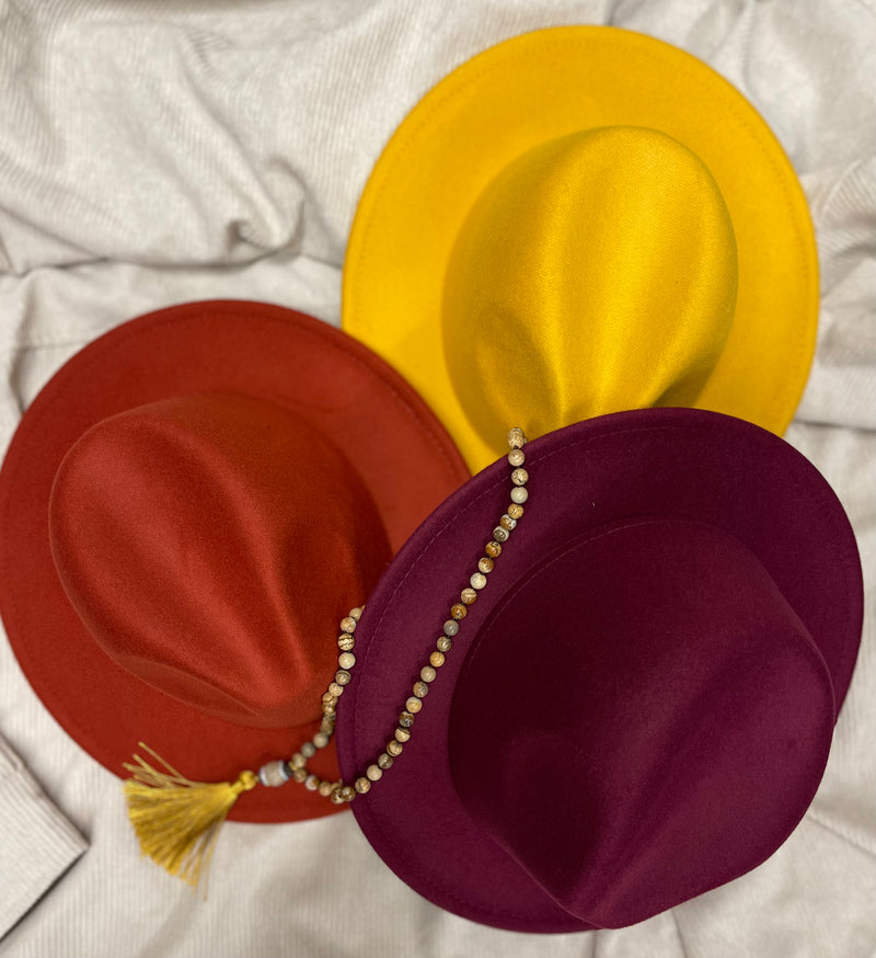 Assortment of Felt Panama Hats With Adjustable Inner String