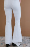 Judy Blue White Hi-Rise Button-fly Patch Pocket Flare Jeans