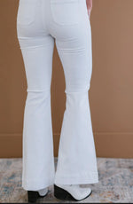 Judy Blue White Hi-Rise Button-fly Patch Pocket Flare Jeans