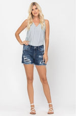 Judy Blue Mid-Rise Patch Cut-Off Shorts