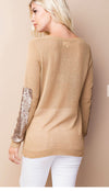 Duo Fabric Sequins Long Sleeve Sweater