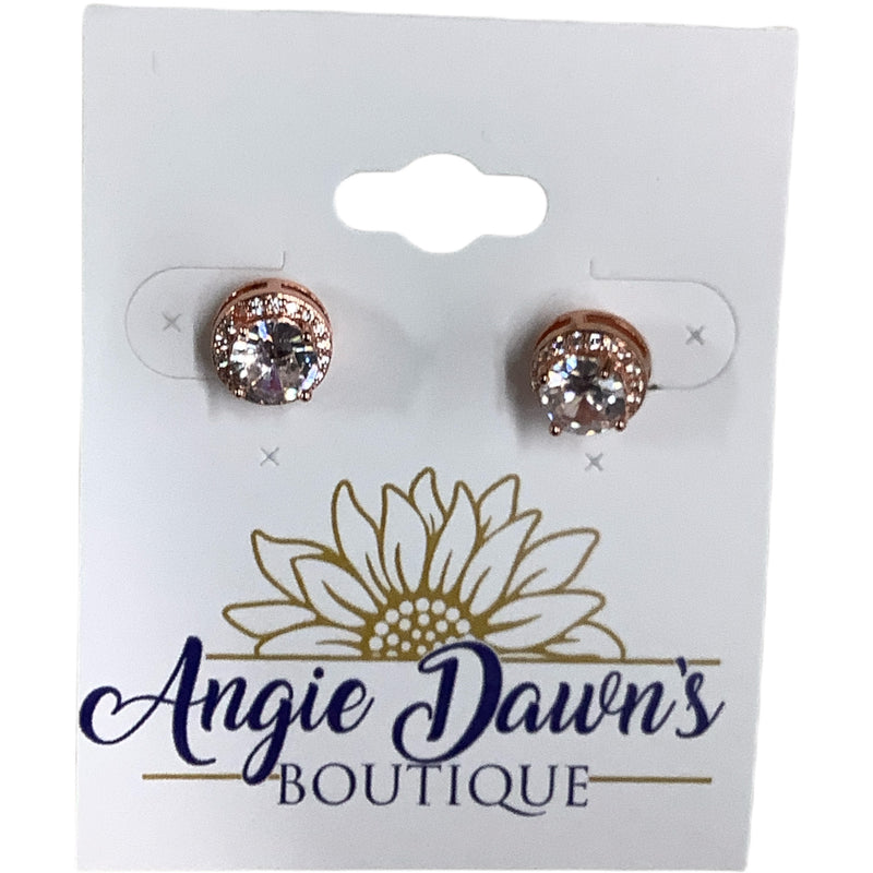 Round Rose Gold Stud Earring
